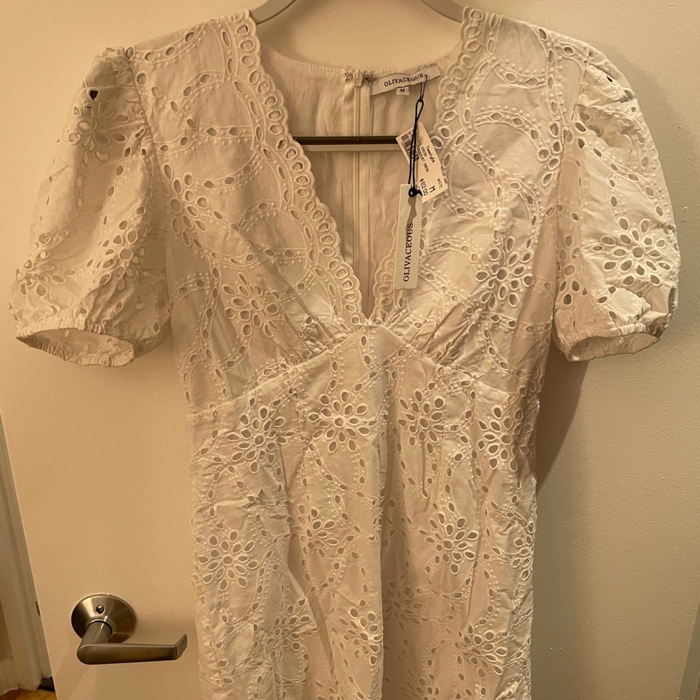 White Eyelet Mini Dress